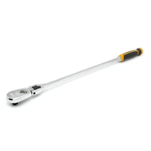 GearWrench 1/2 Inch Drive 90-Tooth Dual Material Locking Flex Head Teardrop Ratchet 24 Inch