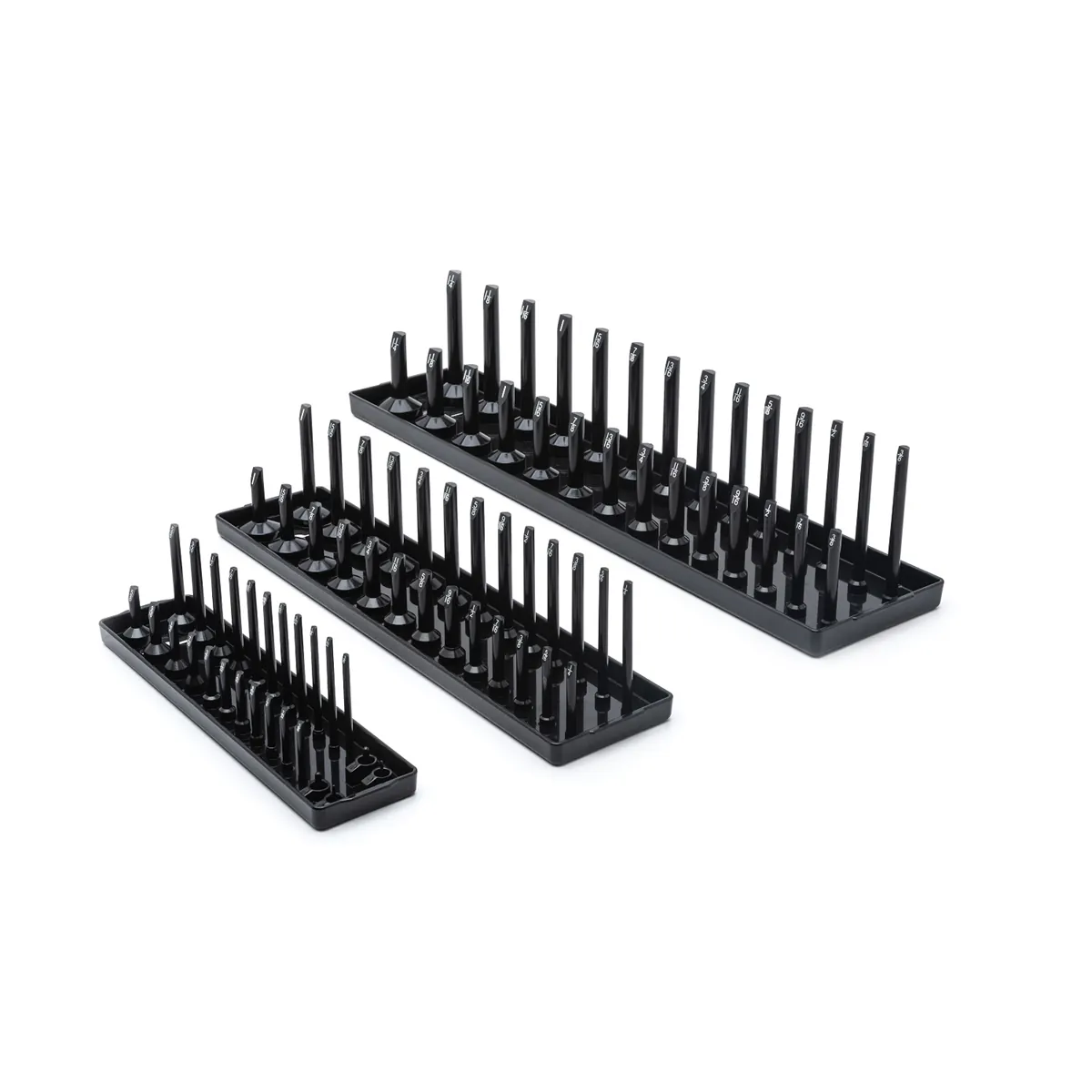 GearWrench 3 Pc. 1/4 Inch, 3/8 Inch & 1/2 Inch Drive Black SAE Socket Storage Tray Set