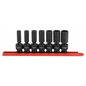 GearWrench 7 Piece 3/8 Inch Drive 6 Point Deep Universal Impact SAE Socket Set