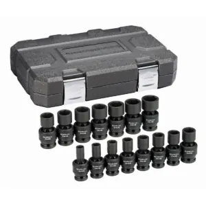GearWrench 15 Piece 1/2 Inch Drive 6 Point Standard Universal Impact Metric Socket Set