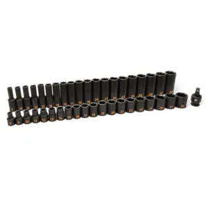 GEARWRENCH 39 Piece 1/2" Drive 6 Point Metric Hi-Viz Standard & Deep Impact Socket Set