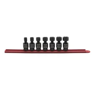 GearWrench 7 Piece 3/8 Inch Drive 6 Point Standard X-Core Pinless Universal Impact SAE Socket Set