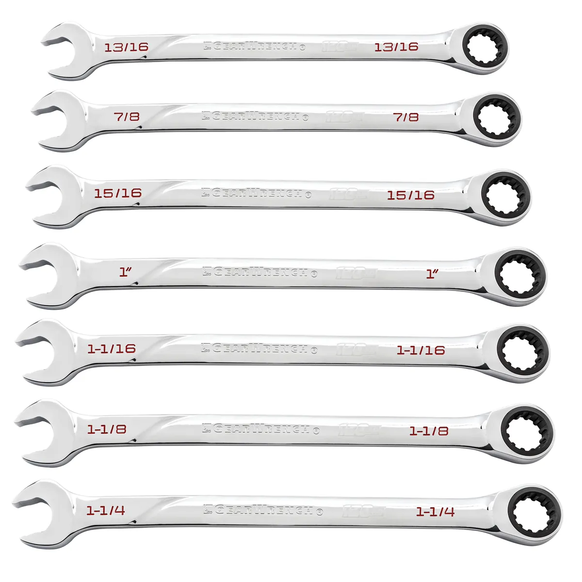 GearWrench 7 Piece 120XP Universal Spline XL Ratcheting Combination SAE Wrench Set