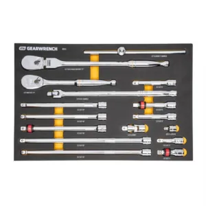 GearWrench 16 Piece 1/2" 90-Tooth Ratchet & Drive Tool Set with Foam Storage Tray