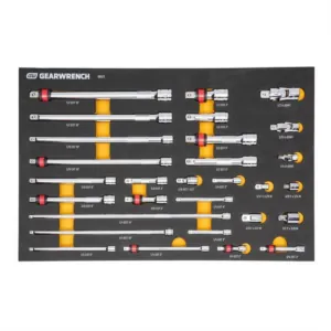 GearWrench 29 Piece 1/4", 3/8", 1/2" Drive Master Chrome Drive Tool Accessories Set with Foam Storage Tray