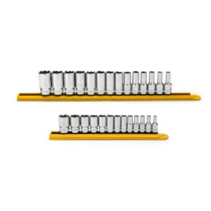 GearWrench 27 Piece 1/4 Inch and 3/8 Inch Drive 6 Point Mid Length Metric Socket Set