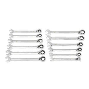 GearWrench 12 Piece 90-Tooth 12 Point Metric Reversible Ratcheting Wrench Set with Wrench Roll