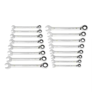 GearWrench 16 Piece 90-Tooth 12 Point Metric Reversible Ratcheting Wrench Set