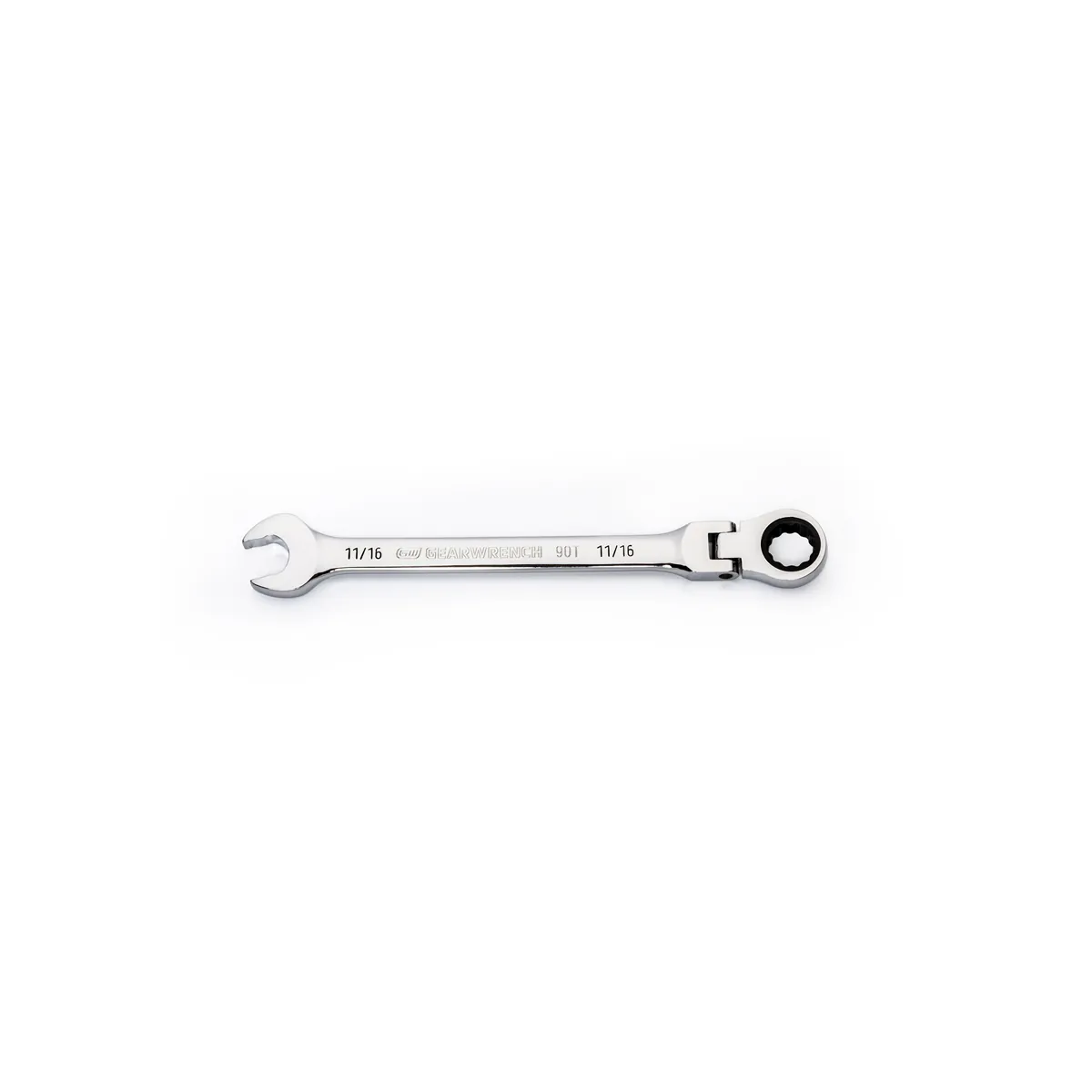 GearWrench 11/16 Inch 90-Tooth 12 Point Flex Head Ratcheting Combination Wrench