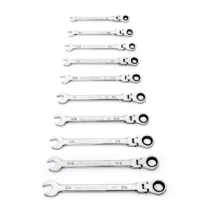 GearWrench 10 Piece 90-Tooth 12 Point Flex Head Ratcheting Combination SAE Wrench Set
