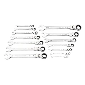 GearWrench 14 Piece 90-Tooth 12 Point Flex Head Ratcheting Combination SAE Wrench Set
