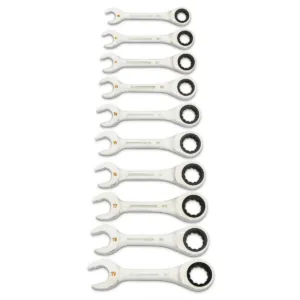 GearWrench 10 Piece 90-Tooth 12 Point Metric Stubby Ratcheting Combination Wrench Set