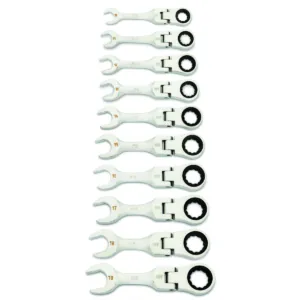 GearWrench 10 Piece 90-Tooth 12 Point Metric Stubby Flex Ratcheting Combination Wrench Set