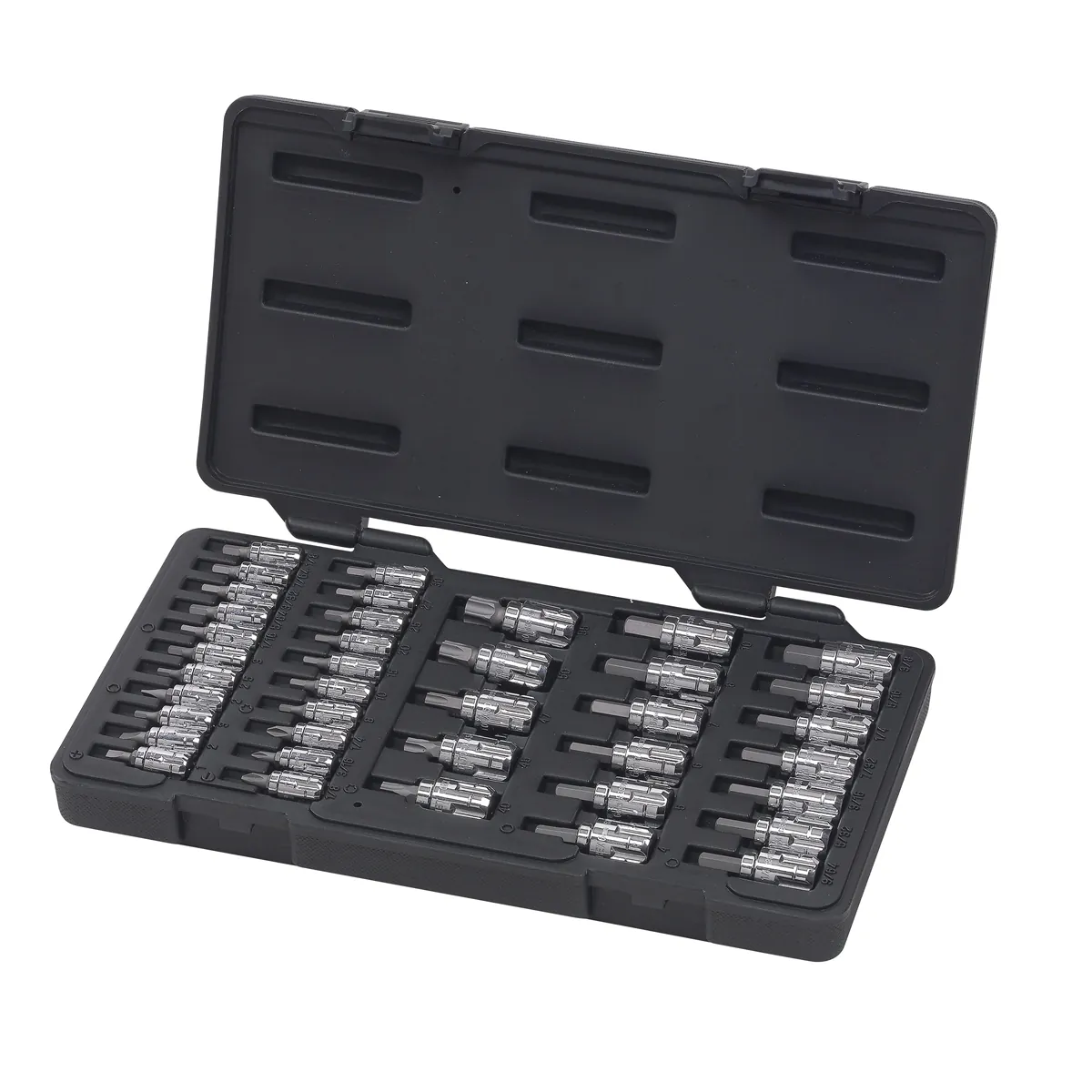 GearWrench 39 Piece 1/4 Inch & 3/8 Inch Drive Pass-Thru Standard Hex/Slotted/Phillips/Torx Bit SAE/Metric Socket Set