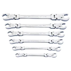 GearWrench 6 Piece Ratcheting Flex Head Flare Nut Metric Wrench Set