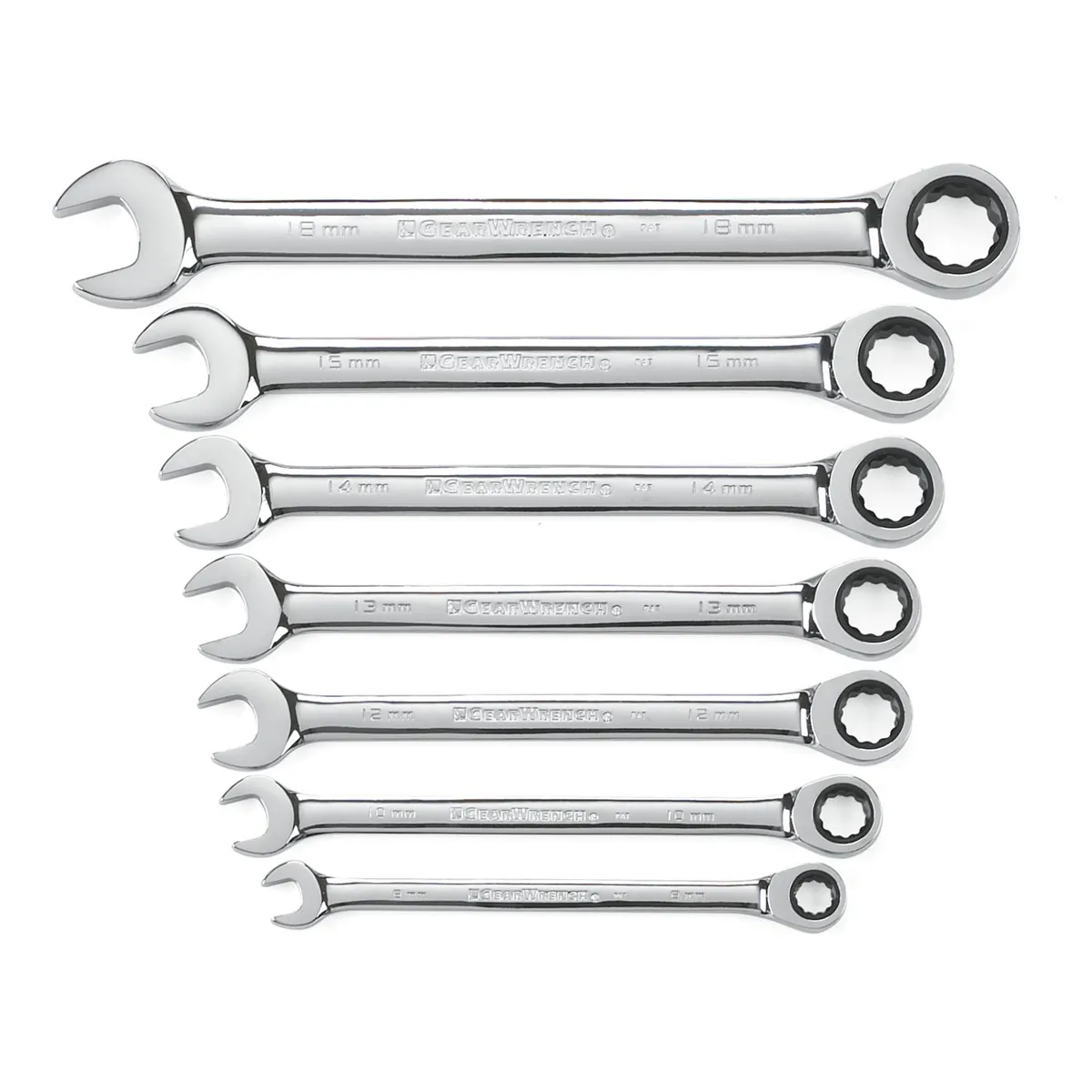 GearWrench 7 Piece 72-Tooth 12 Point Ratcheting Combination Metric Wrench Set