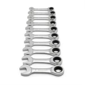 GearWrench 10 Piece 72-Tooth 12 Point Stubby Ratcheting Combination Metric Wrench Set