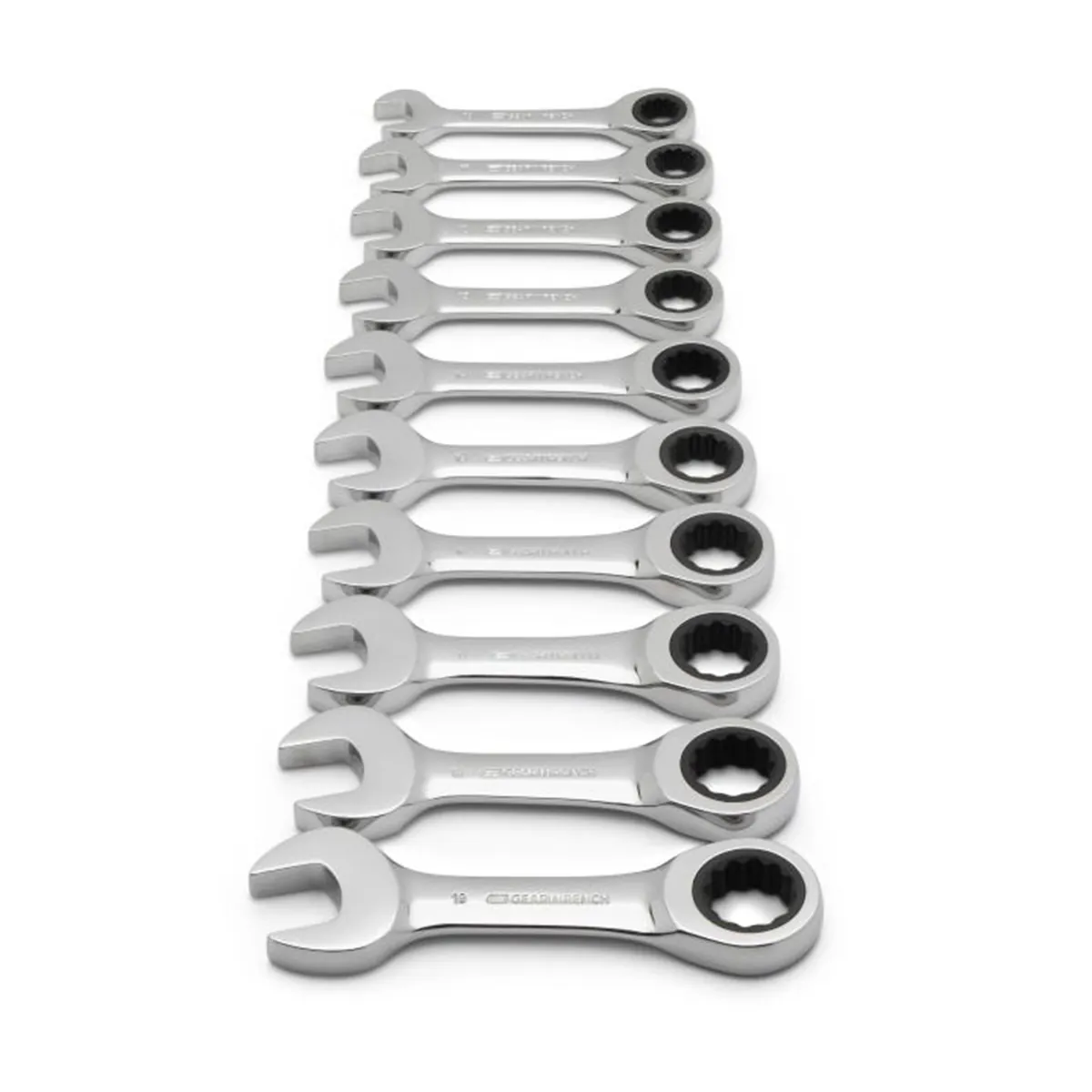 GearWrench 10 Piece 72-Tooth 12 Point Stubby Ratcheting Combination Metric Wrench Set