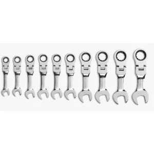 GearWrench 10 Piece 72-Tooth 12 Point Stubby Flex Head Ratcheting Combination Metric Wrench Set