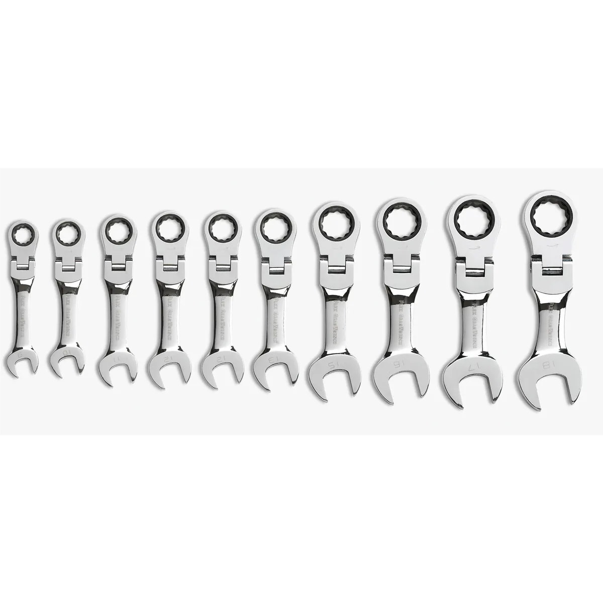 GearWrench 10 Piece 72-Tooth 12 Point Stubby Flex Head Ratcheting Combination Metric Wrench Set