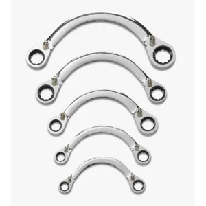 GearWrench 5 Piece 72-Tooth 12 Point Reversible Half Moon Double Box Ratcheting Metric Wrench Set