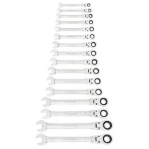 GearWrench 16 Piece 72-Tooth 12 Point Flex Head Ratcheting Combination Metric Wrench Set