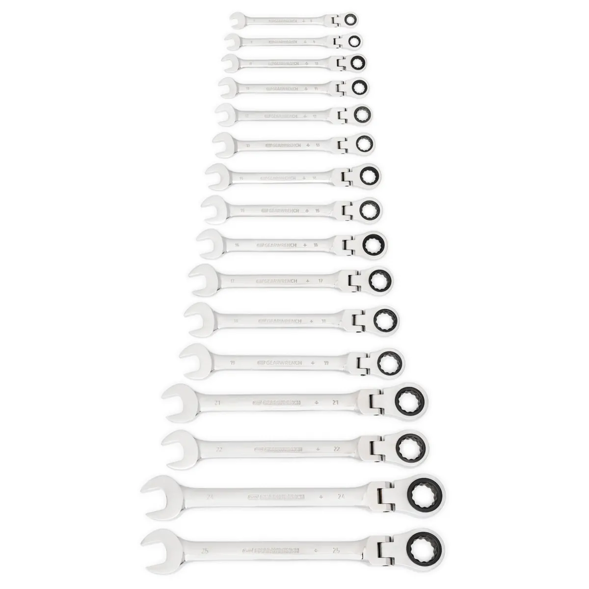 GearWrench 16 Piece 72-Tooth 12 Point Flex Head Ratcheting Combination Metric Wrench Set