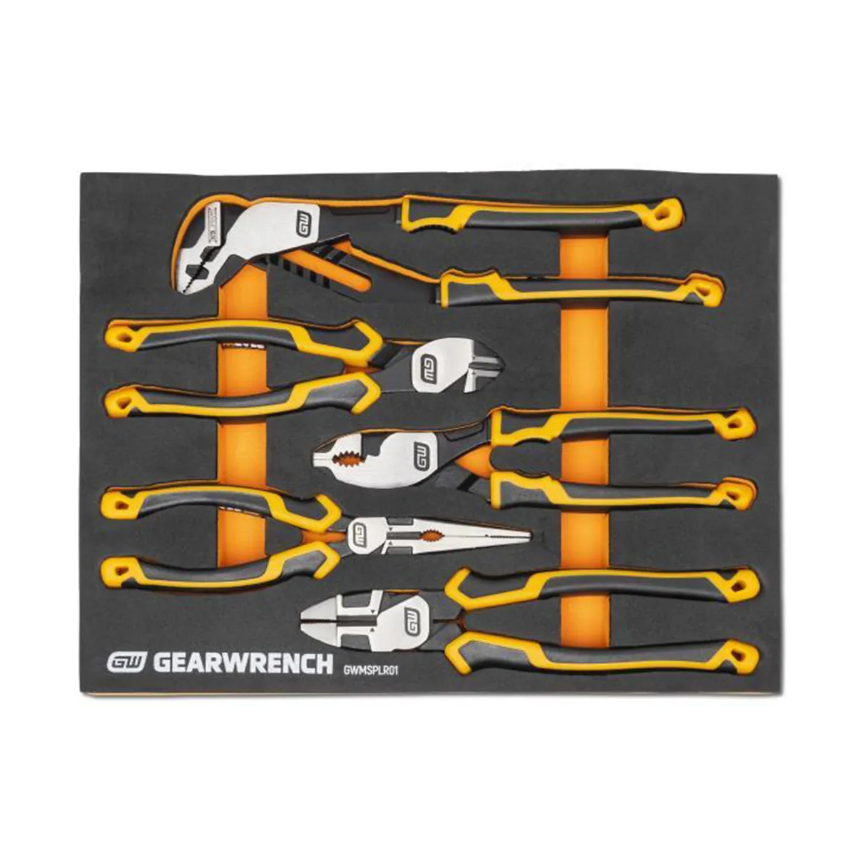GearWrench 5 Piece PITBULL Cushion Grip Pliers Set in Foam Storage Tray