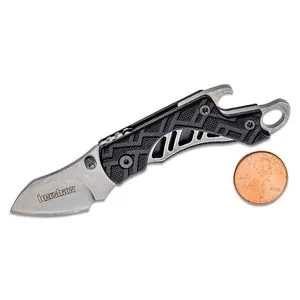 Kershaw Cinder Manual Open Liner Lock Drop Point Blade EDC Folding Pocket Knife with Stonewashed Finish - Black/Silver