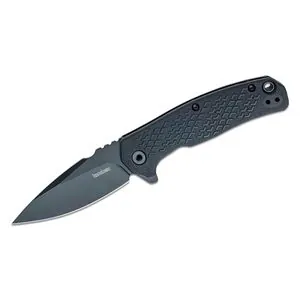 Kershaw Conduit Assisted Open Liner Lock Spear Point Blade Tactical Folding Pocket Knife with Black-Oxide Coating - Black