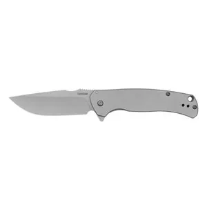 Kershaw Scour Assisted Open Frame Lock Drop Point Blade EDC Folding Pocket Knife - Silver