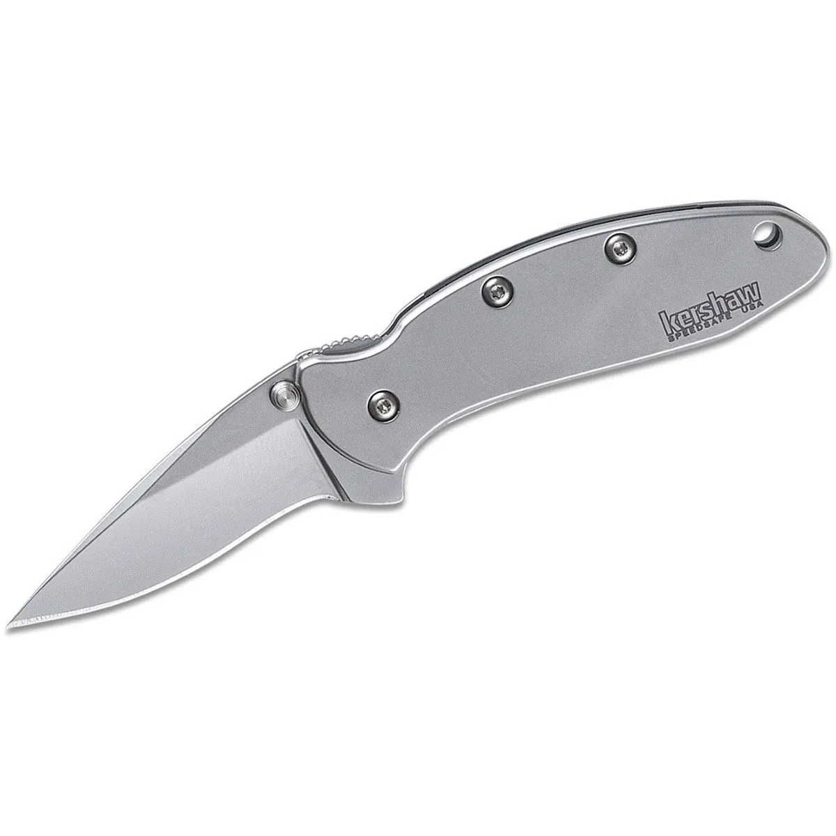 Kershaw Chive Assisted Open Liner Lock Drop Point Blade EDC Folding Pocket Knife - Silver