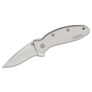Kershaw Scallion Assisted Open Inset Liner Lock Drop Point Blade EDC Folding Pocket Knife - Silver