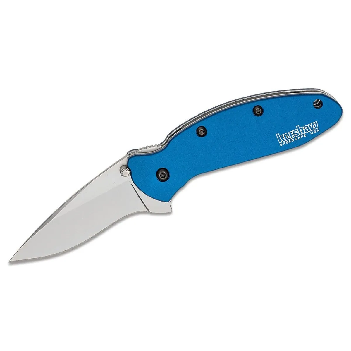 Kershaw Scallion Assisted Open Inset Liner Lock Drop Point Blade EDC Folding Pocket Knife - Navy Blue