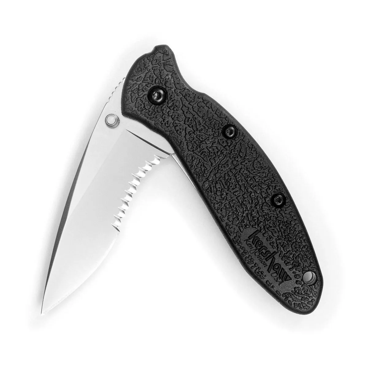 Kershaw Scallion-Serrated Assisted Open Inset Liner Lock Drop Point Blade EDC Folding Pocket Knife - Black