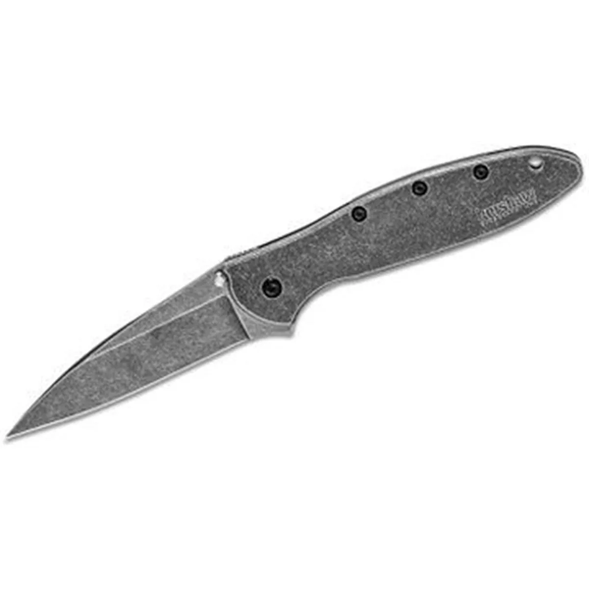Kershaw Leek Assisted Open Frame Lock Drop Point Blade EDC Folding Pocket Knife with BlackWash Finish - Blackwash