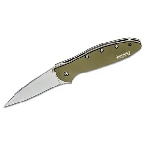 Kershaw Leek Assisted Open Liner Lock Drop Point Blade EDC Folding Pocket Knife - Olive