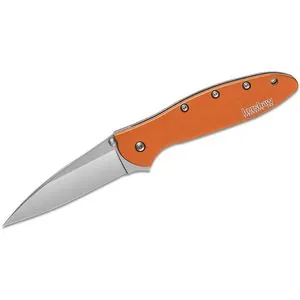 Kershaw Leek Assisted Open Liner Lock Drop Point Blade EDC Folding Pocket Knife - Color Orange