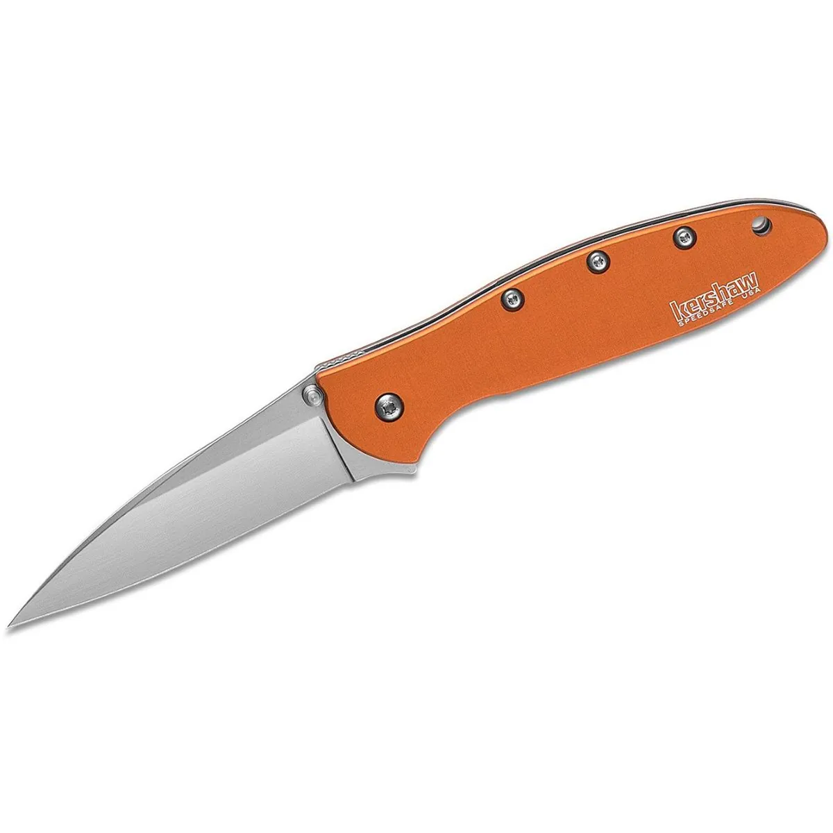 Kershaw Leek Assisted Open Liner Lock Drop Point Blade EDC Folding Pocket Knife - Color Orange