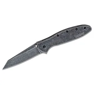 Kershaw Random Leek Assisted Open Frame Lock Reverse Tanto Blade EDC Folding Pocket Knife with BlackWash Finish - Blackwash