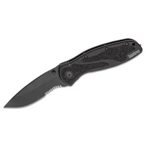 Kershaw Glassbreaker Blur-Serrated Assisted Open Inset Liner Lock Do-it-All Blade Blade EDC Folding Pocket Knife - Black