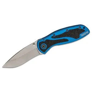 Kershaw Blur Assisted Open Inset Liner Lock Do-it-All Blade EDC Folding Pocket Knife with Stonewashed Finish - Navy/Black