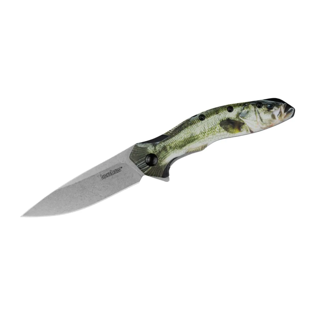Kershaw Shoreline Assisted Open Liner Lock Drop Point Blade EDC Folding Pocket Knife- Bass