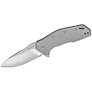 Kershaw Eris Assisted Open Frame Lock Drop Point Blade EDC Folding Pocket Knife with Stonewashed Finish - Gray