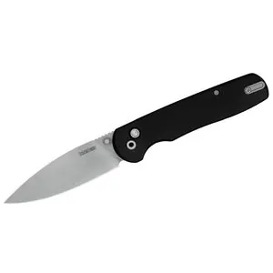 Kershaw Remnant Manual Open Button Lock D2 Spear Point Blade with Stonewashed finish EDC Folding Pocket Knife - Black Micarta