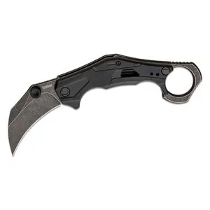 Kershaw Outlier Assisted Open Liner Lock Hawkbill Blade Folding Karambit Knife with BlackWash Finish - Gray