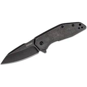Kershaw Gravel Assisted Open Frame Lock Drop Point Blade EDC Folding Pocket Knife with BlackWash Finish - BlackWash