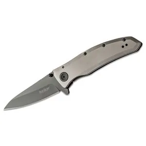 Kershaw Grid Assisted Open Frame Lock Drop Point Blade EDC Folding Pocket Knife - Gray