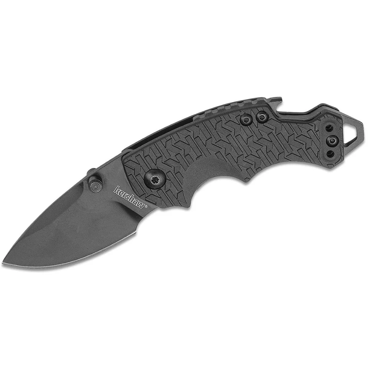 Kershaw Shuffle Multifunction Manual Open Inset Liner Lock Drop Point Blade EDC Folding Pocket Knife with Black-oxide Coating- Black