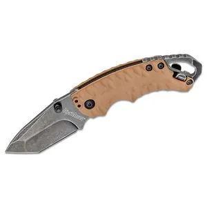 Kershaw Shuffle II Multifunction Manual Open Inset Liner Lock American Tanto Blade EDC Folding Pocket Knife with BlackWash Finish - Tan